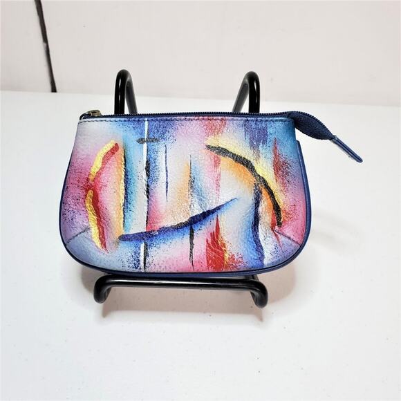 Anuschka Abstractions Hand Painted Leather Coin Pouch - Picture 2 of 7